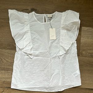 White Ruffle Sleeve Top